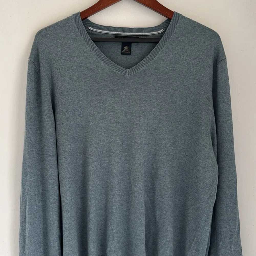 Banana Republic Sweater Mens Large Silk Cashmere V Neck Long Sleeve Gray Knit